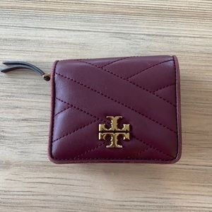 Tory Burch Kira Chevron bifold wallet in wine color